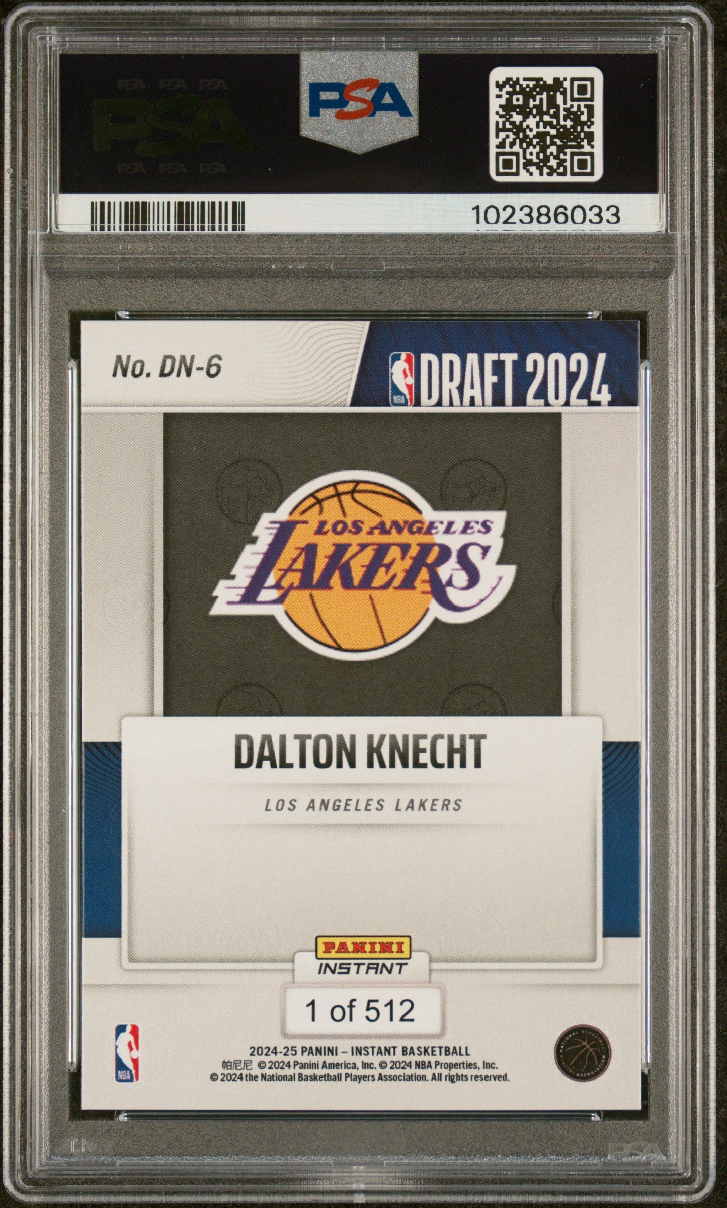 Graded 2024 Panini Instant NBA Dalton Knecht #DN6 Draft Night Rookie RC Basketball Card PSA 9 Mint