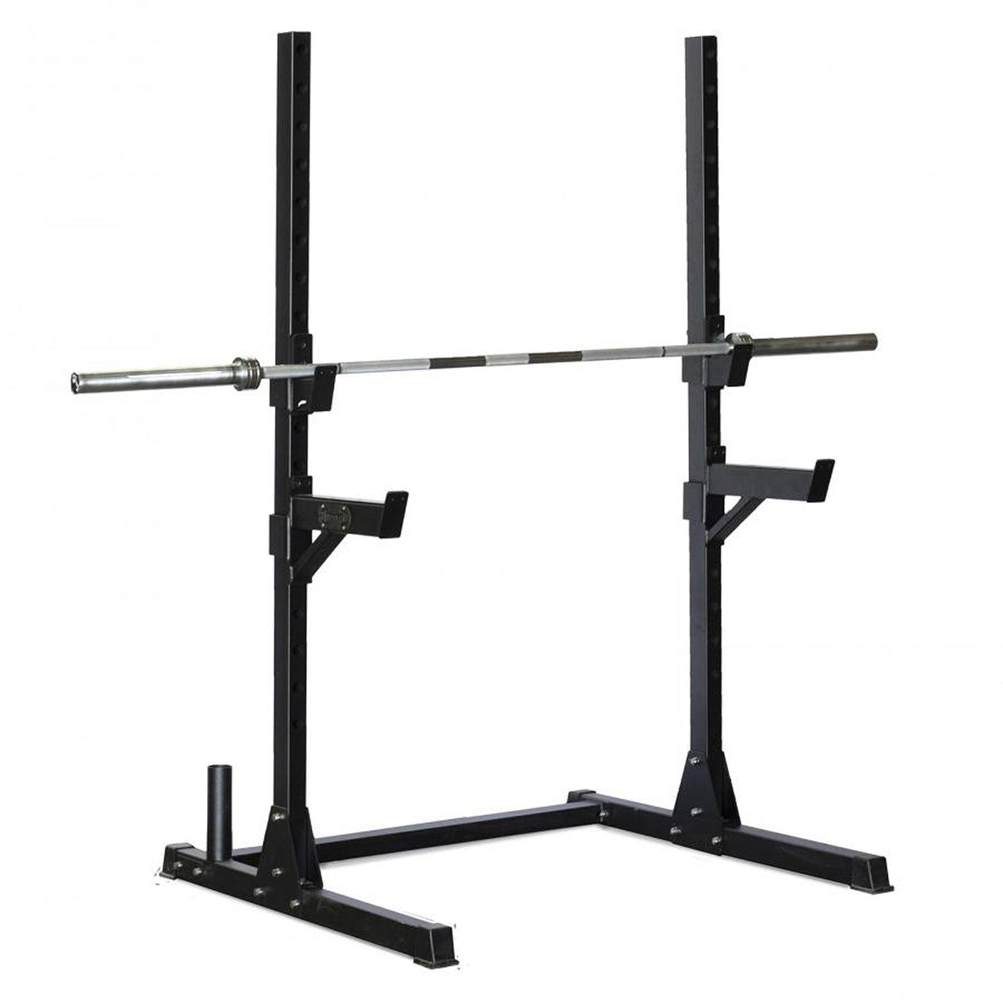 Compact Squat Stand Complete Weight Set - Muscle D Fitness - Adjustable Safety Guards - Vertical Bar Storage - Home Gym
