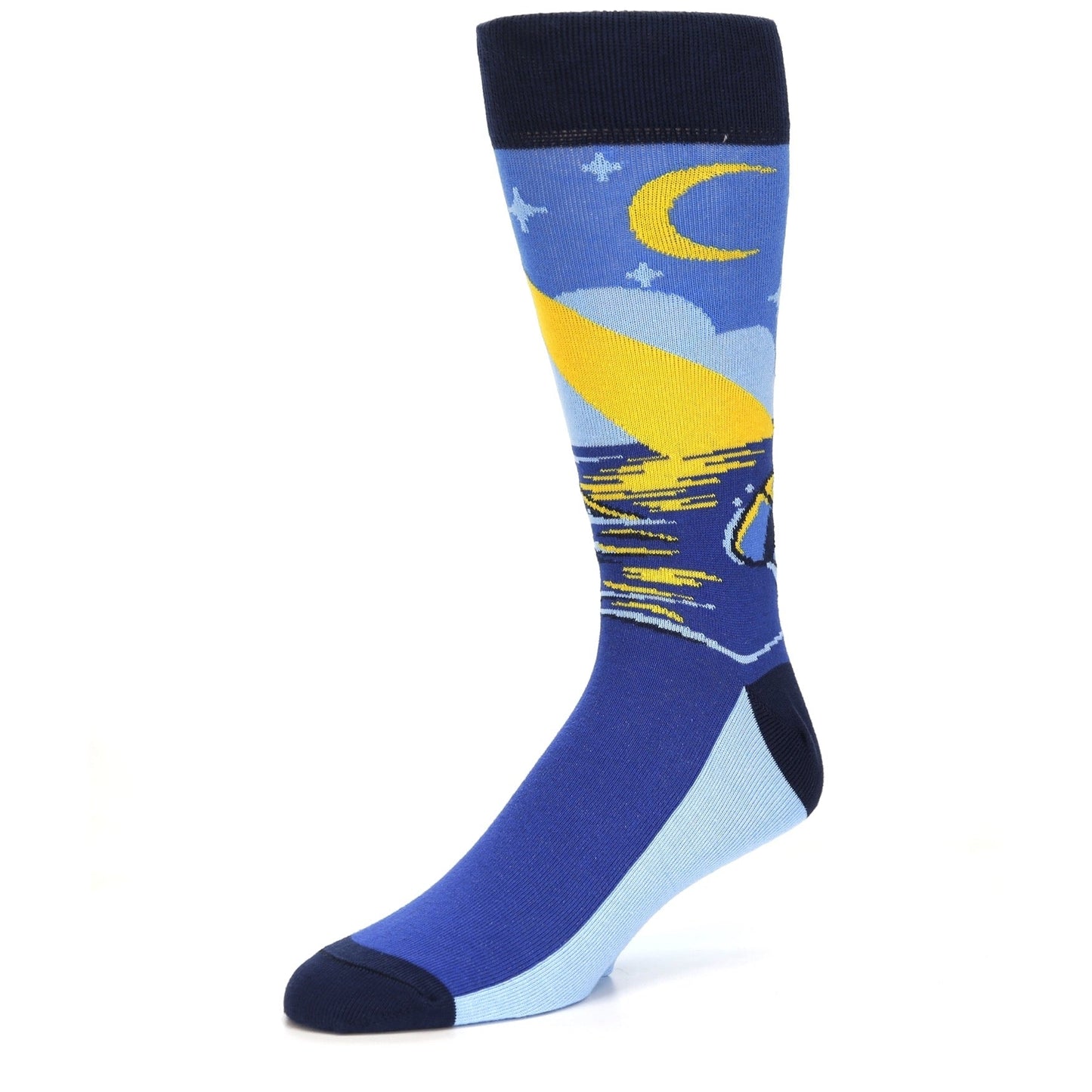 Blue Beach Lighthouse on Pier Men's Dress Socks