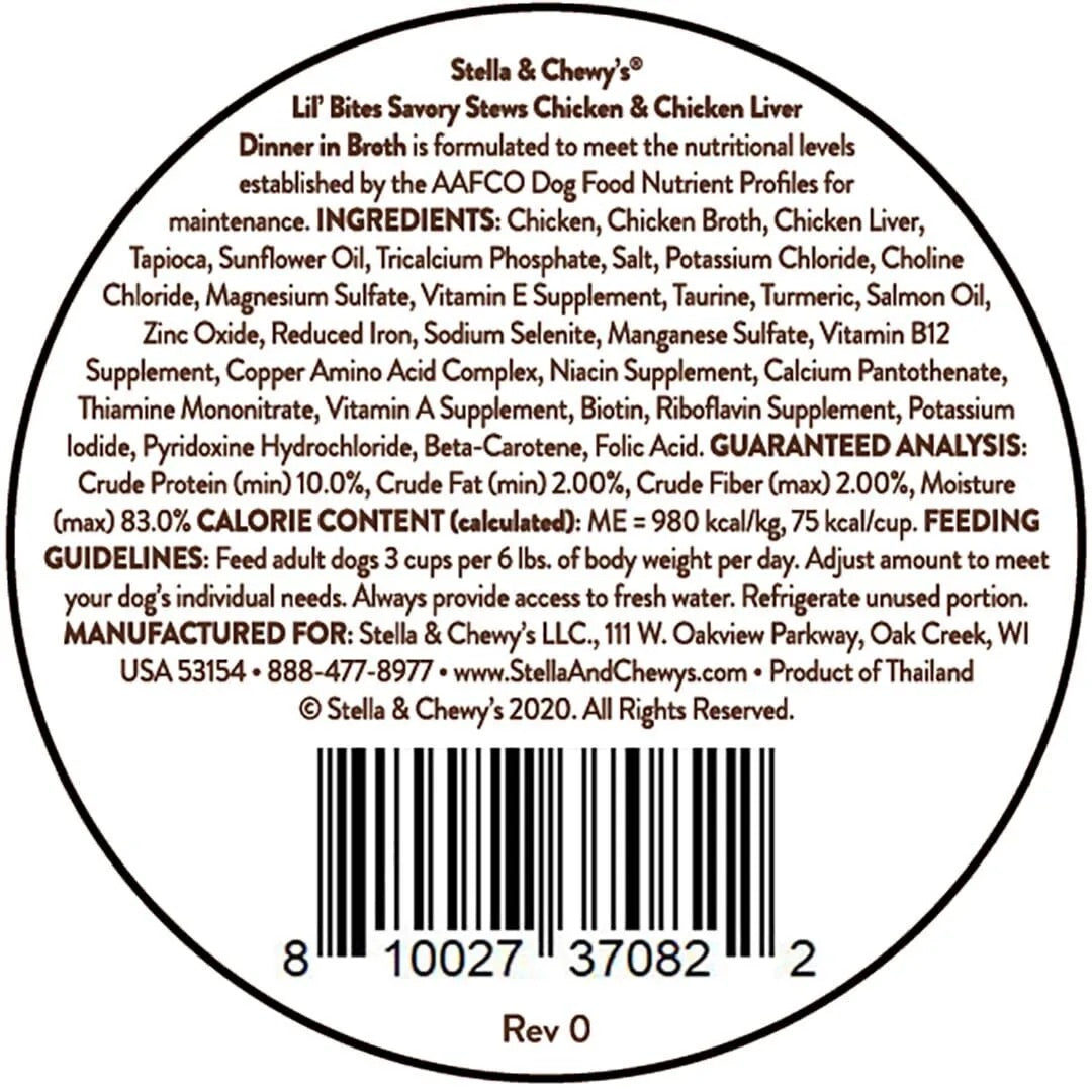 Stella & Chewy’s Lil Bites Stew Chicken & Chicken Liver Dog Food (2.7oz)
