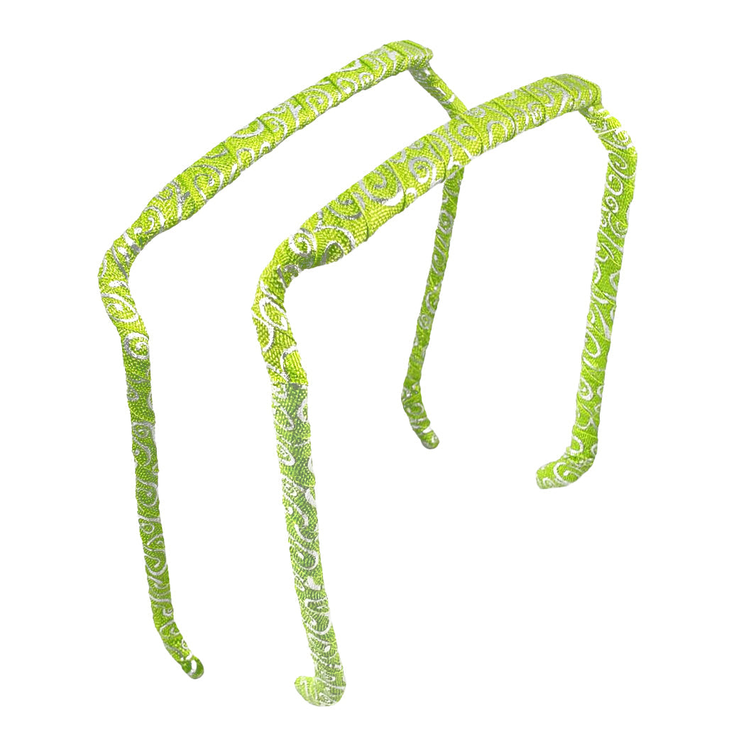 Lime Green with Silver Swirls Headband
