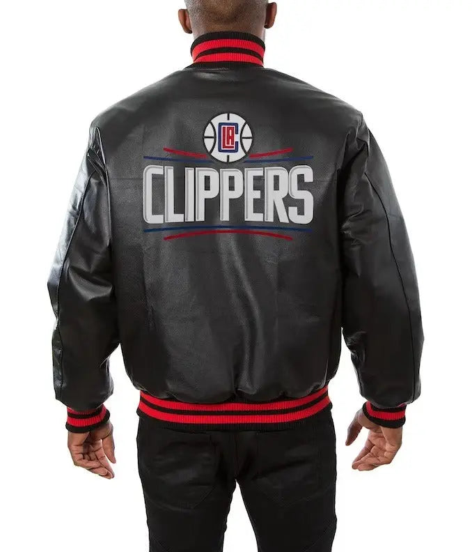 Los Angeles Clippers Black Leather Varsity Jacket