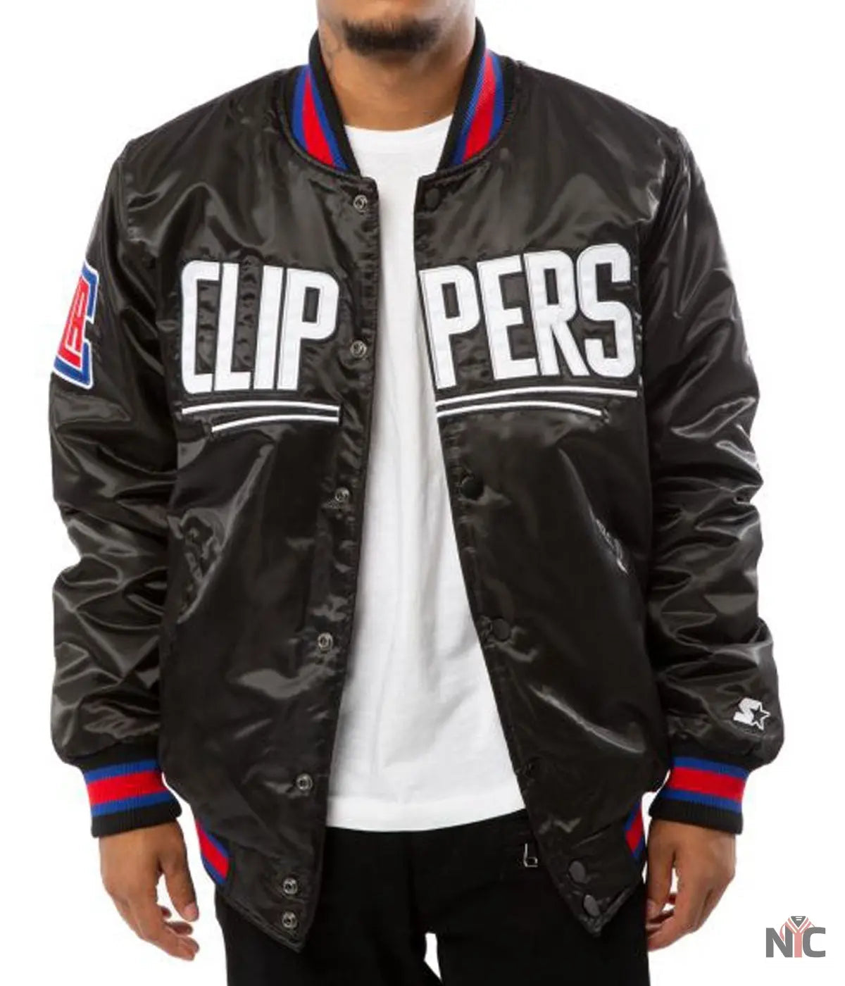 Los Angeles Clippers Black Satin Bomber Jacket