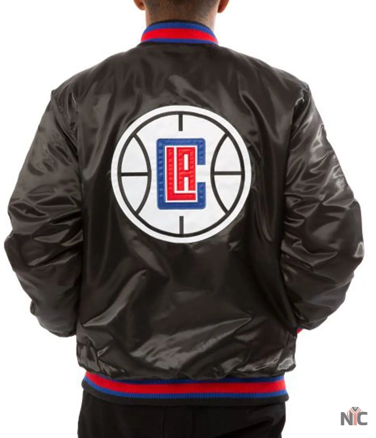 Los Angeles Clippers Black Satin Bomber Jacket