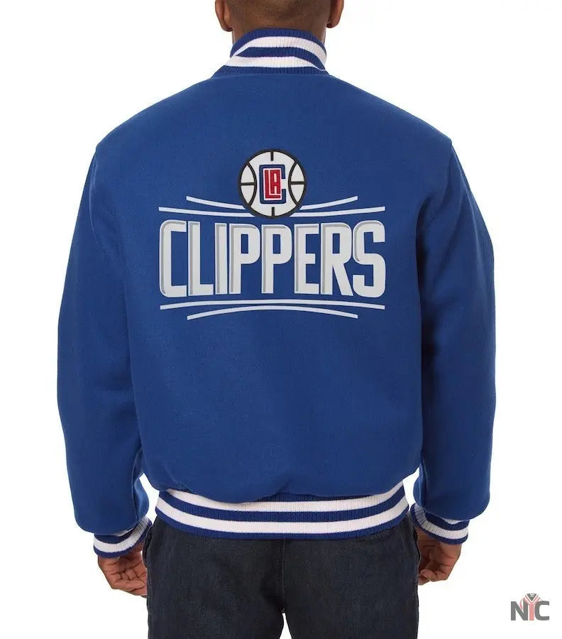 Los Angeles Clippers JH Design Blue Wool Varsity Jacket