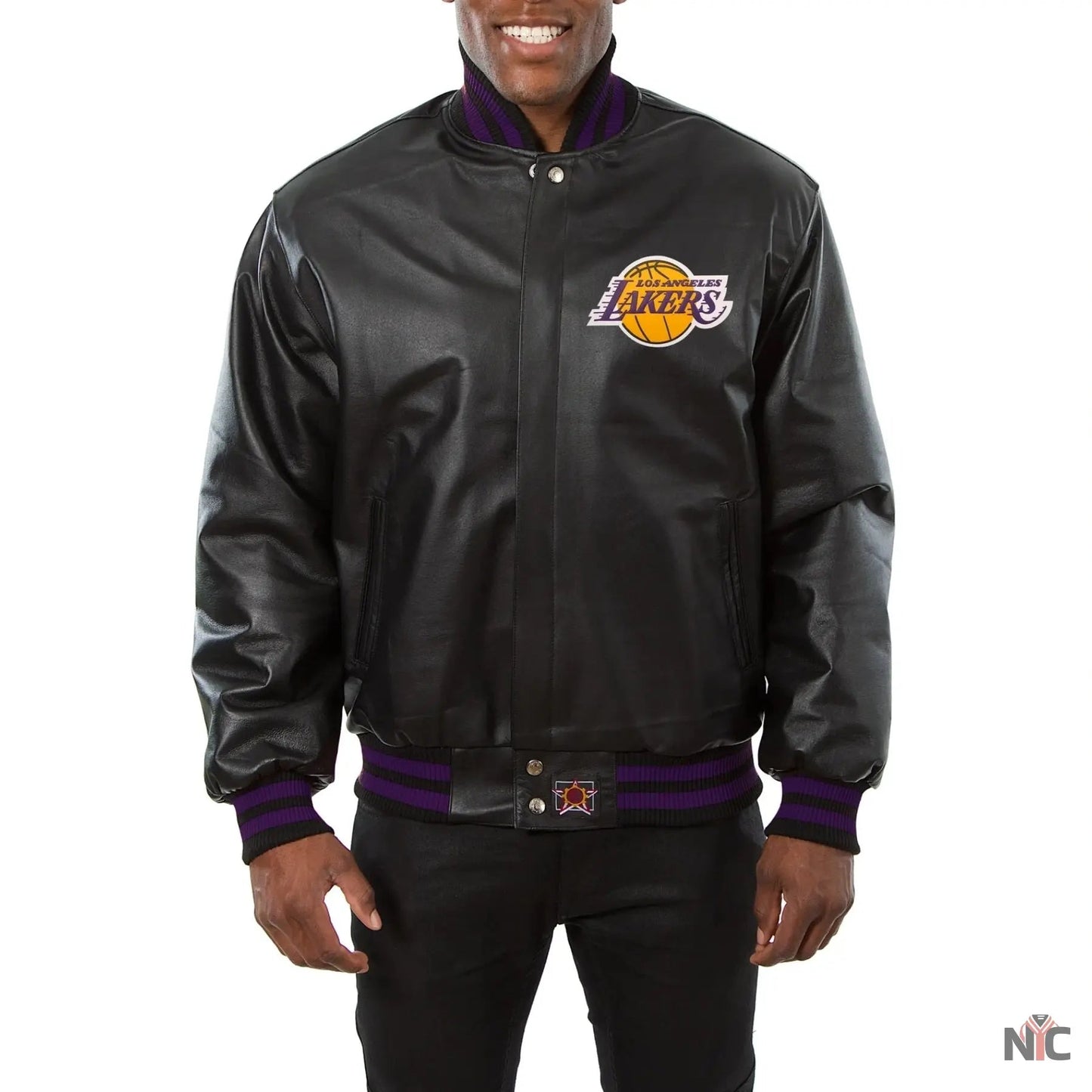 Los Angeles Lakers Black Leather Varsity Jacket