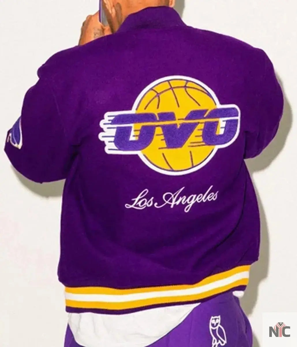 Los Angeles Lakers OVO Purple Wool Varsity Jacket