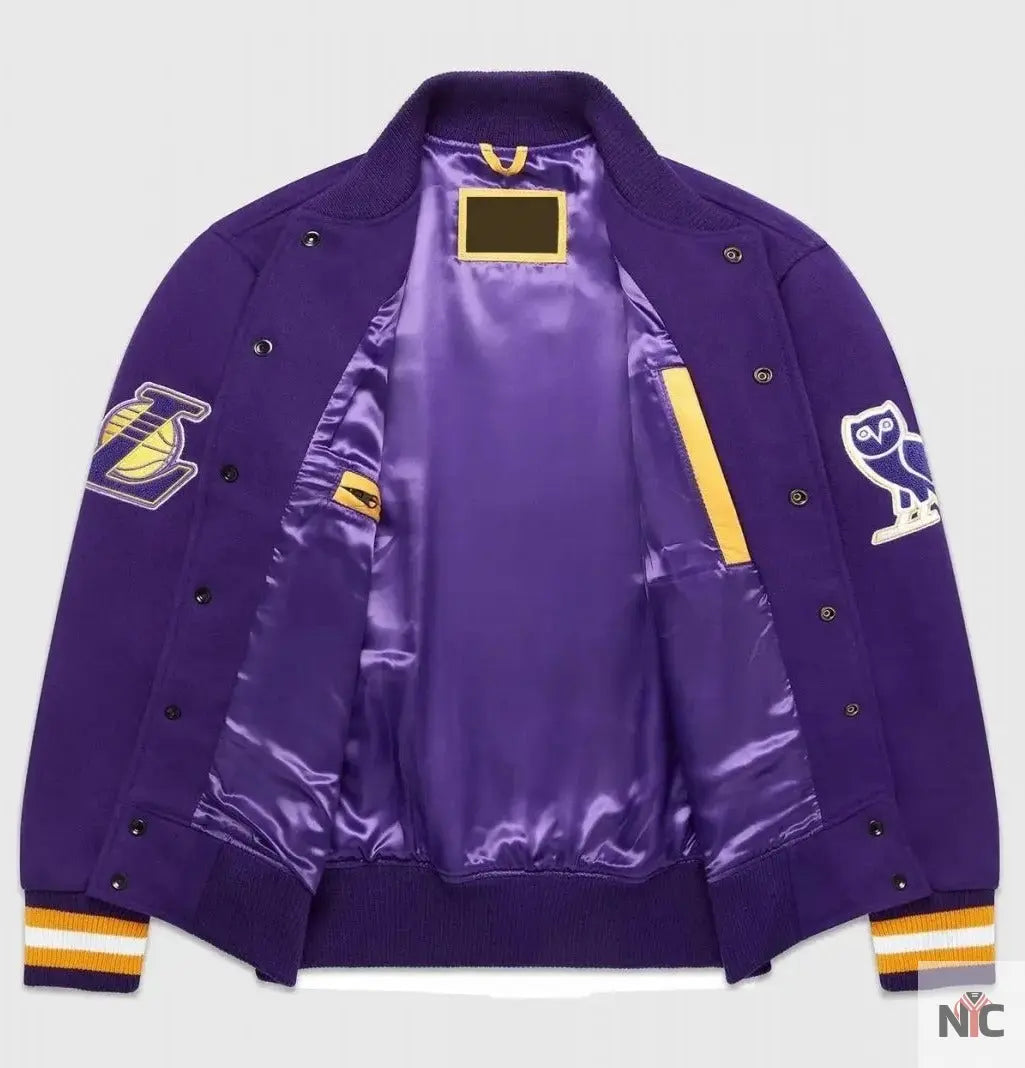 Los Angeles Lakers OVO Purple Wool Varsity Jacket