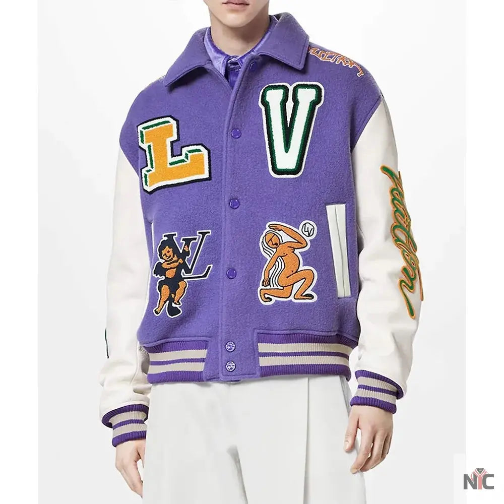 Louis Vuitton Purple and White Varsity Jacket