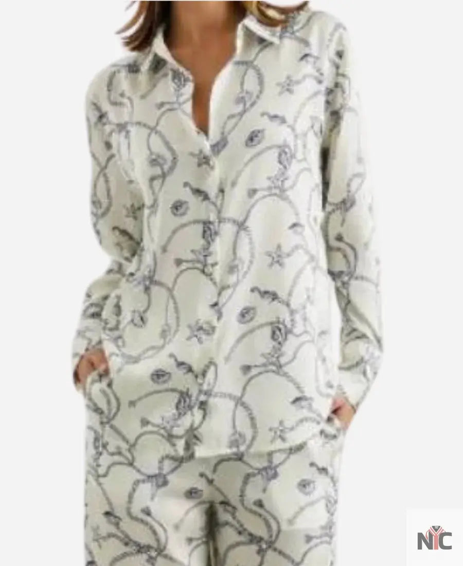 Love Hotel S01 Shannon Beador Blue Nautical Chain Print Shirt