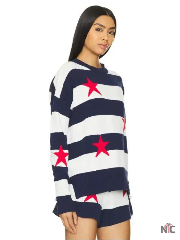 Love Hotel S01 Shannon Beador Red Stars Striped Sweater