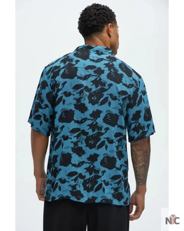 Love Island USA S07 Chris Seeley Blue Floral Shirt