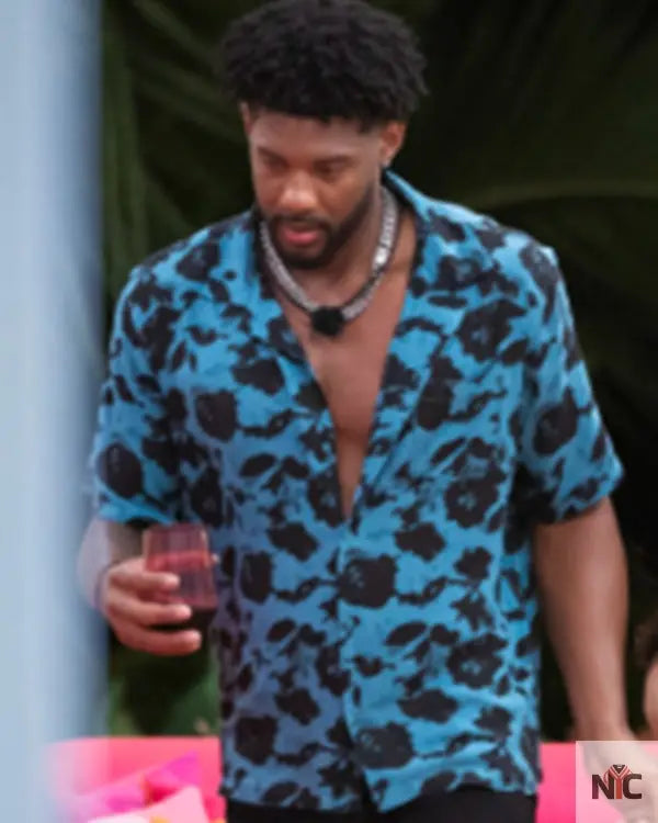 Love Island USA S07 Chris Seeley Blue Floral Shirt