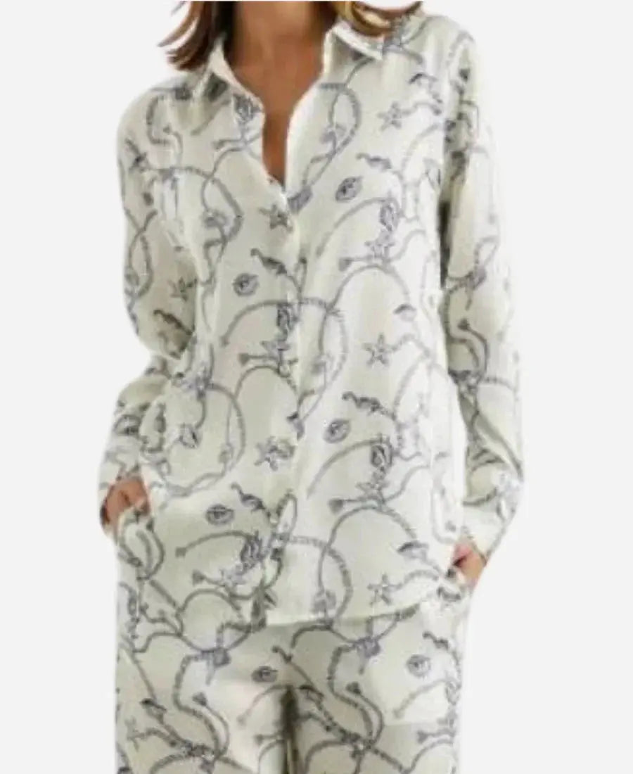 Love Hotel S01 Shannon Beador Blue Nautical Chain Print Shirt