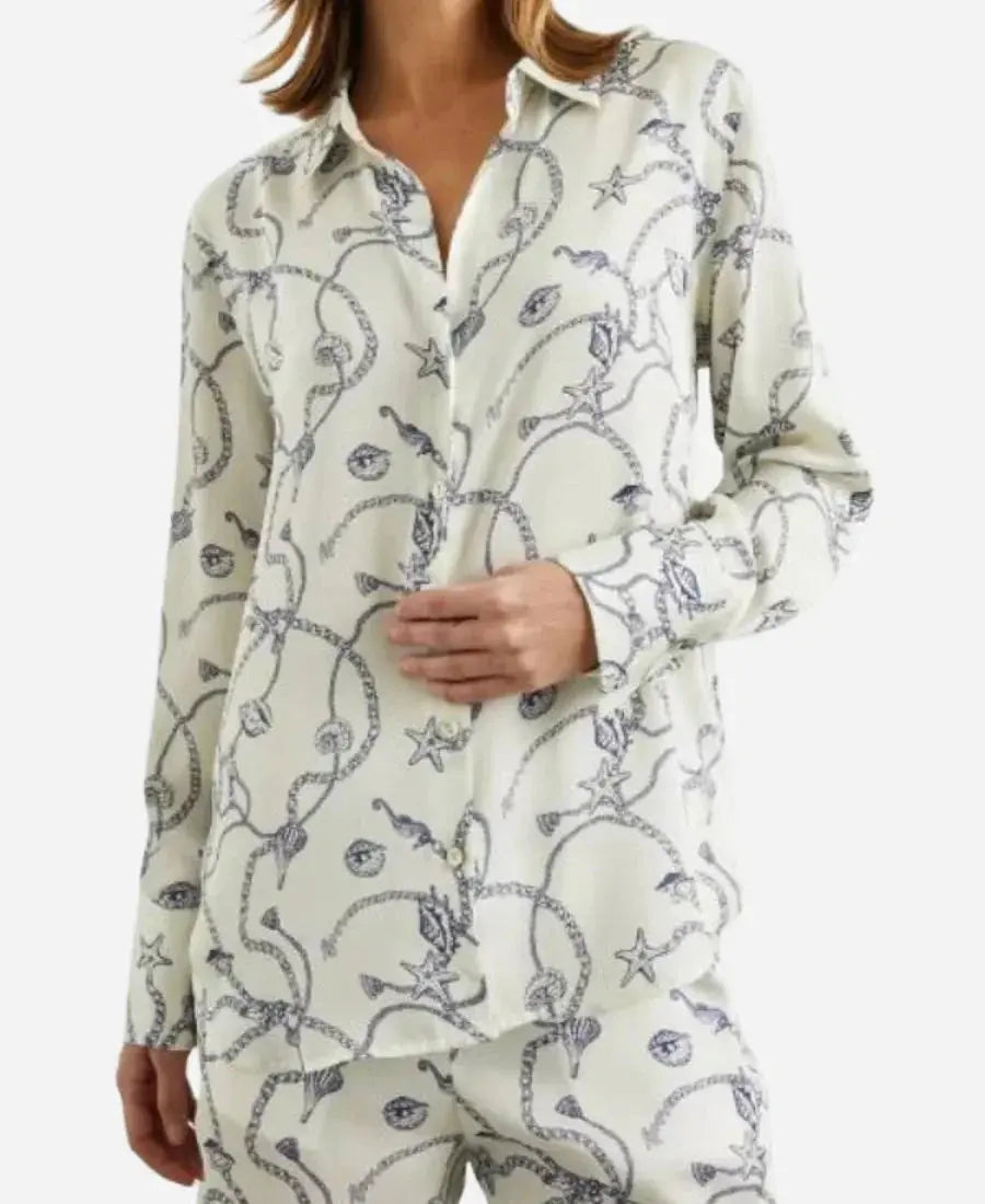 Love Hotel S01 Shannon Beador Blue Nautical Chain Print Shirt