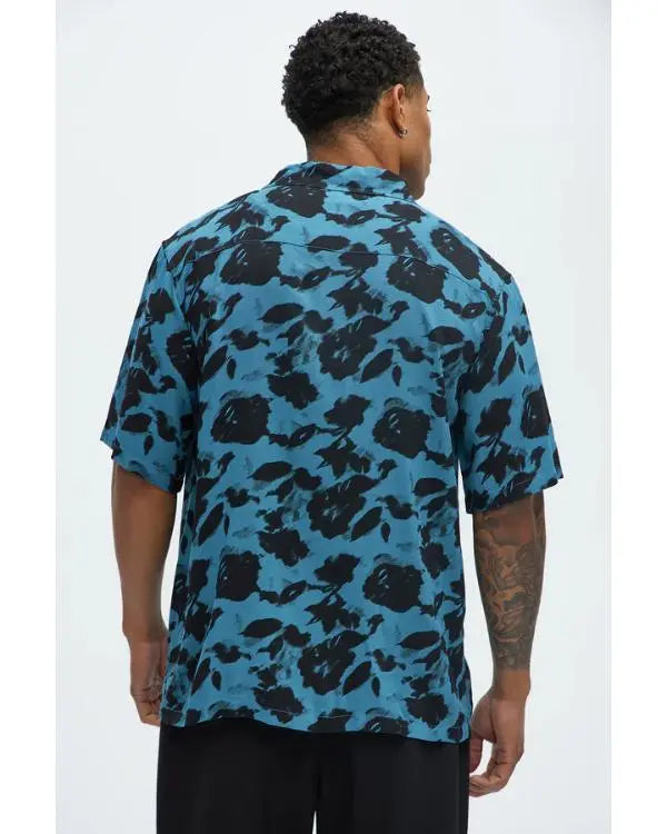 Love Island USA S07 Chris Seeley Blue Floral Shirt