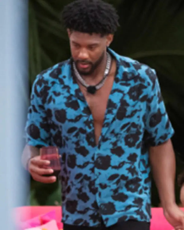 Love Island USA S07 Chris Seeley Blue Floral Shirt