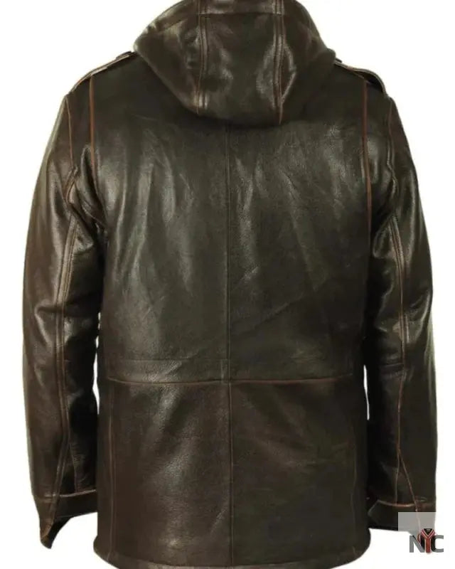 M-65 Cap Brown Field Leather Military Jacket