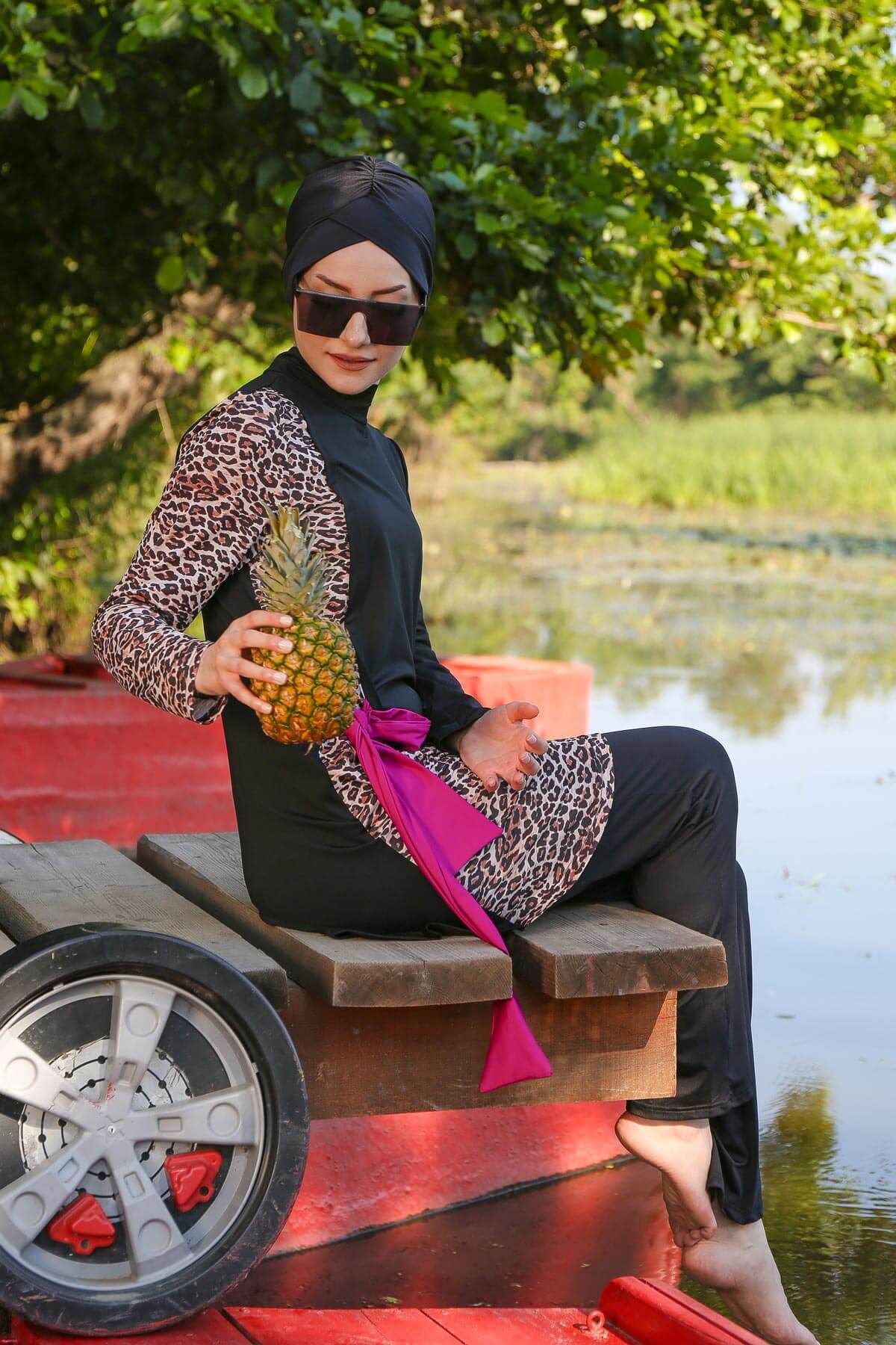 Lycra Black Burkini Modest Swimwear M2104
