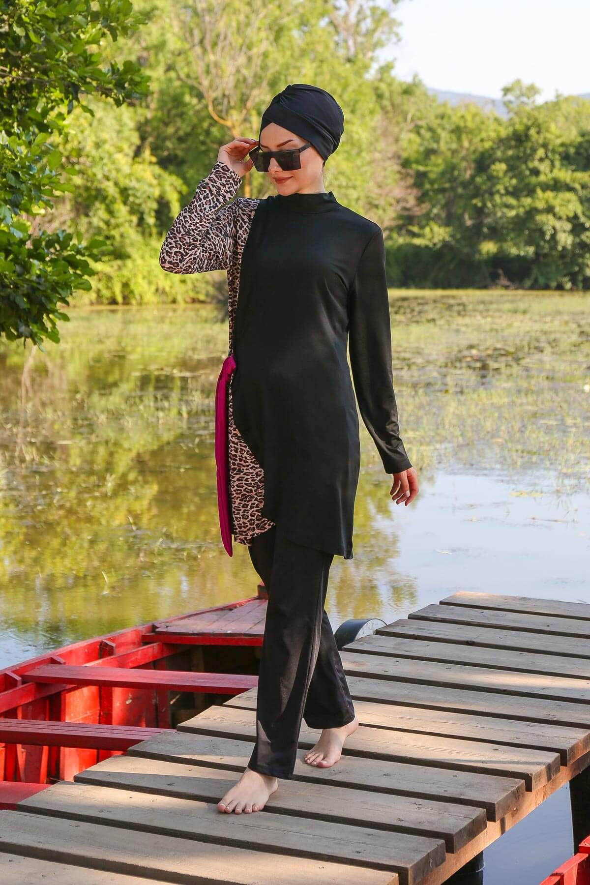 Lycra Black Burkini Modest Swimwear M2104