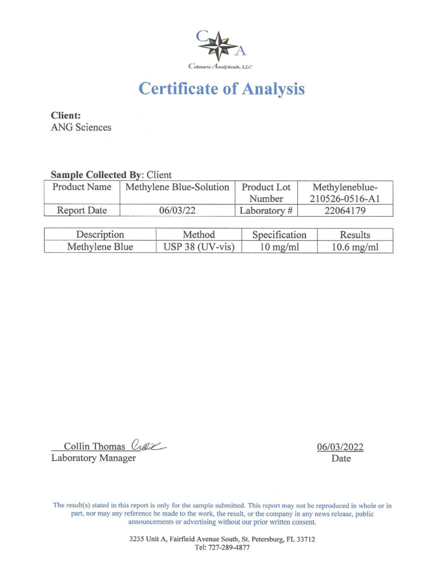Methylene Blue 1% - USP (Pharmaceutical) Grade - 60ml - Triathlete Store