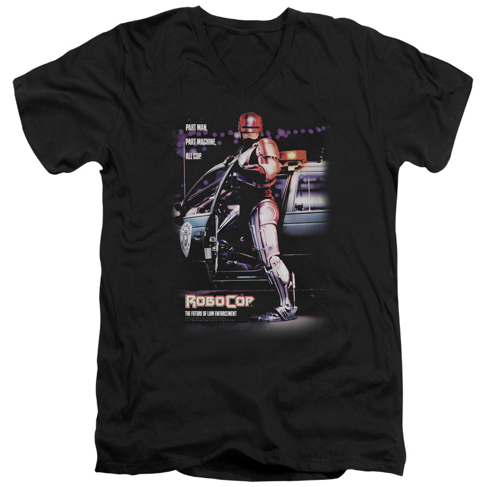 Robocop Poster Mens Slim Fit V-Neck T Shirt Black Officially Licensed