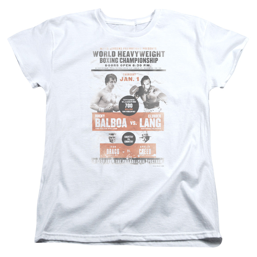 Rocky III VS Clubber Poster Womens T Shirt White Officially Licensed