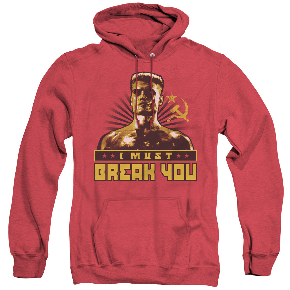Rocky Iv I Must Break You Mens Heather Hoodie Red Officially Licensed