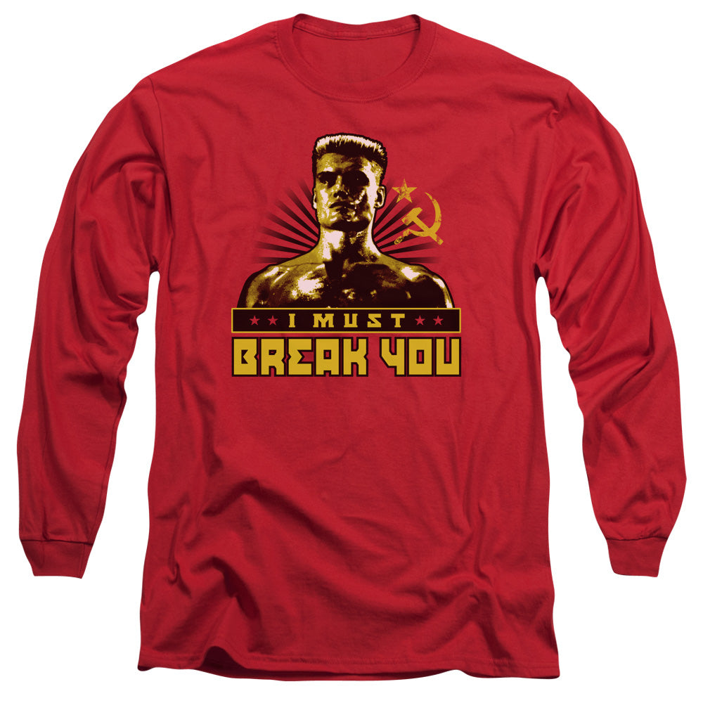 Rocky Iv I Must Break You Mens Long Sleeve Shirt Red Officially Licensed