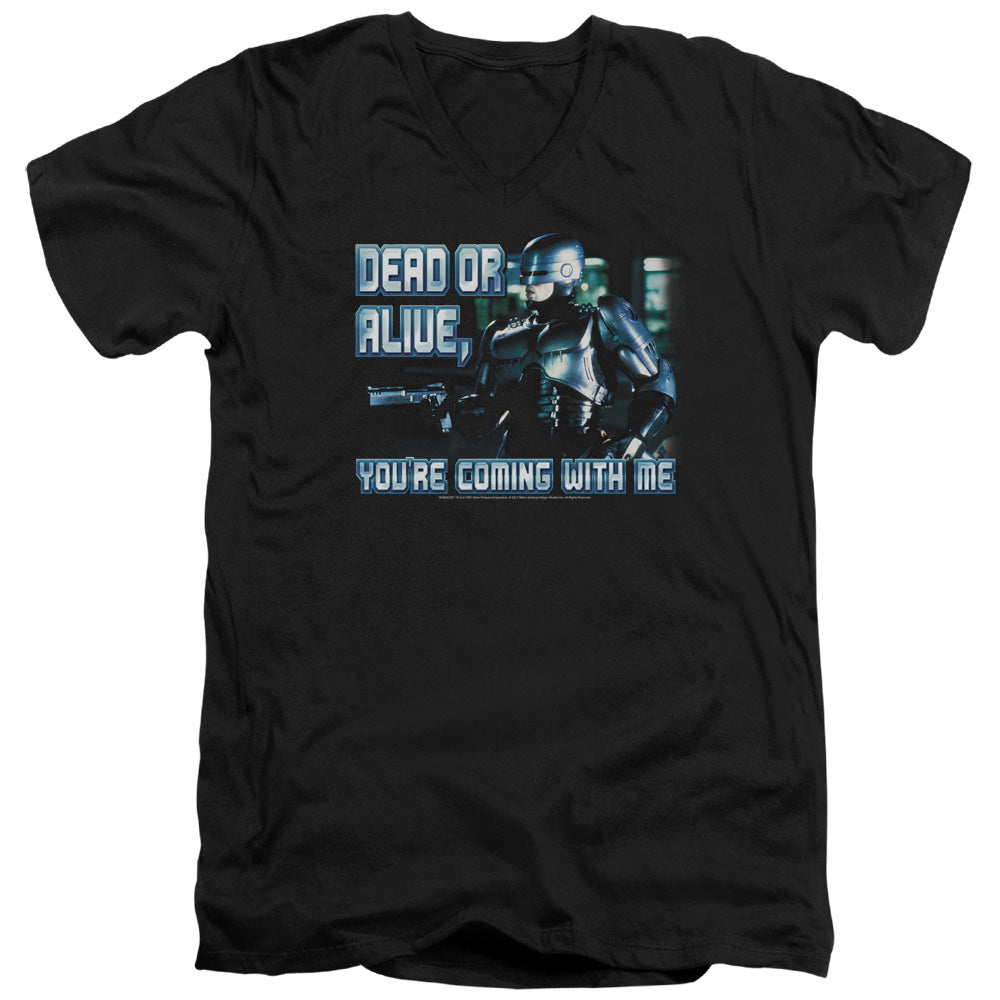 Robocop Dead Or Alive Mens Slim Fit V-Neck T Shirt Black Officially Licensed