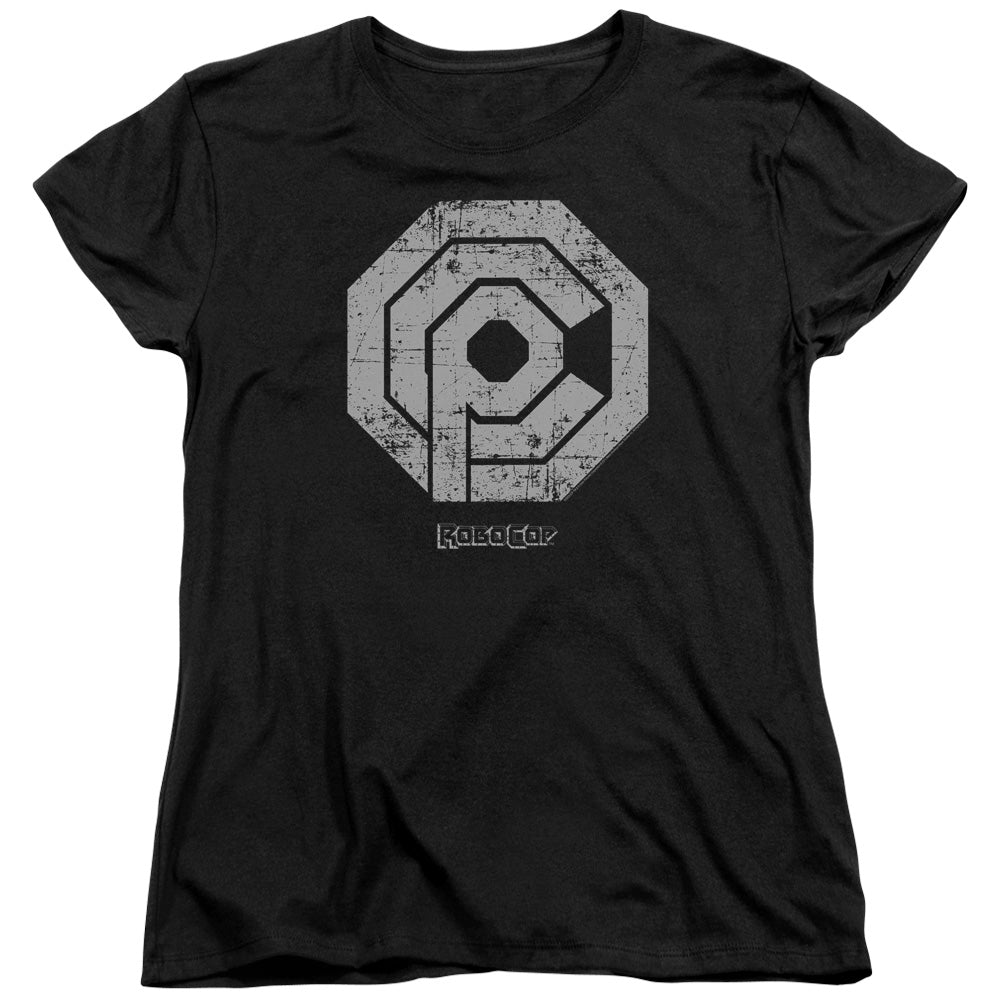 Robocop Distressed Ocp Logo Womens T Shirt Black Officially Licensed