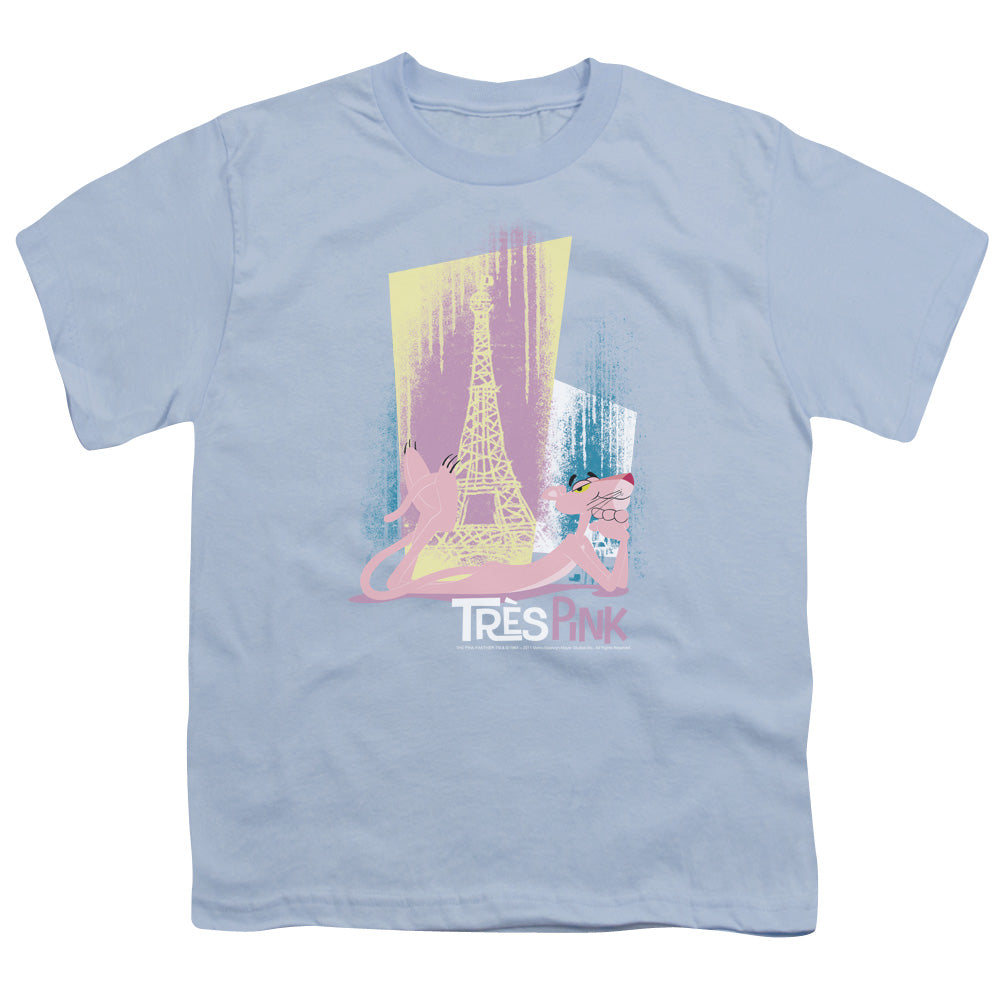 Pink Panther Tres Pink Kids Youth T Shirt Light Blue Officially Licensed