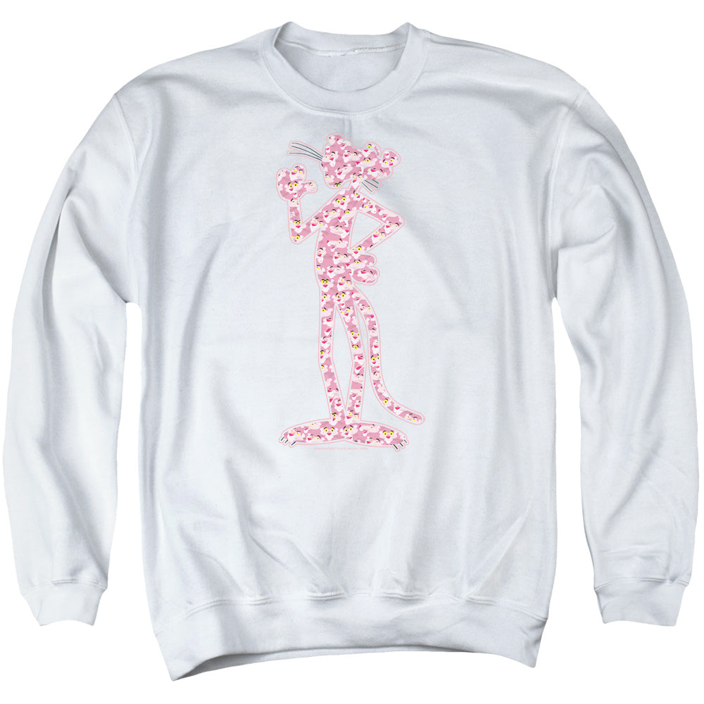 Pink Panther Heads Mens Crewneck Sweatshirt White Officially Licensed