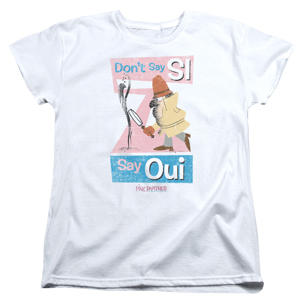 Pink Panther Say Oui Womens T Shirt White Officially Licensed