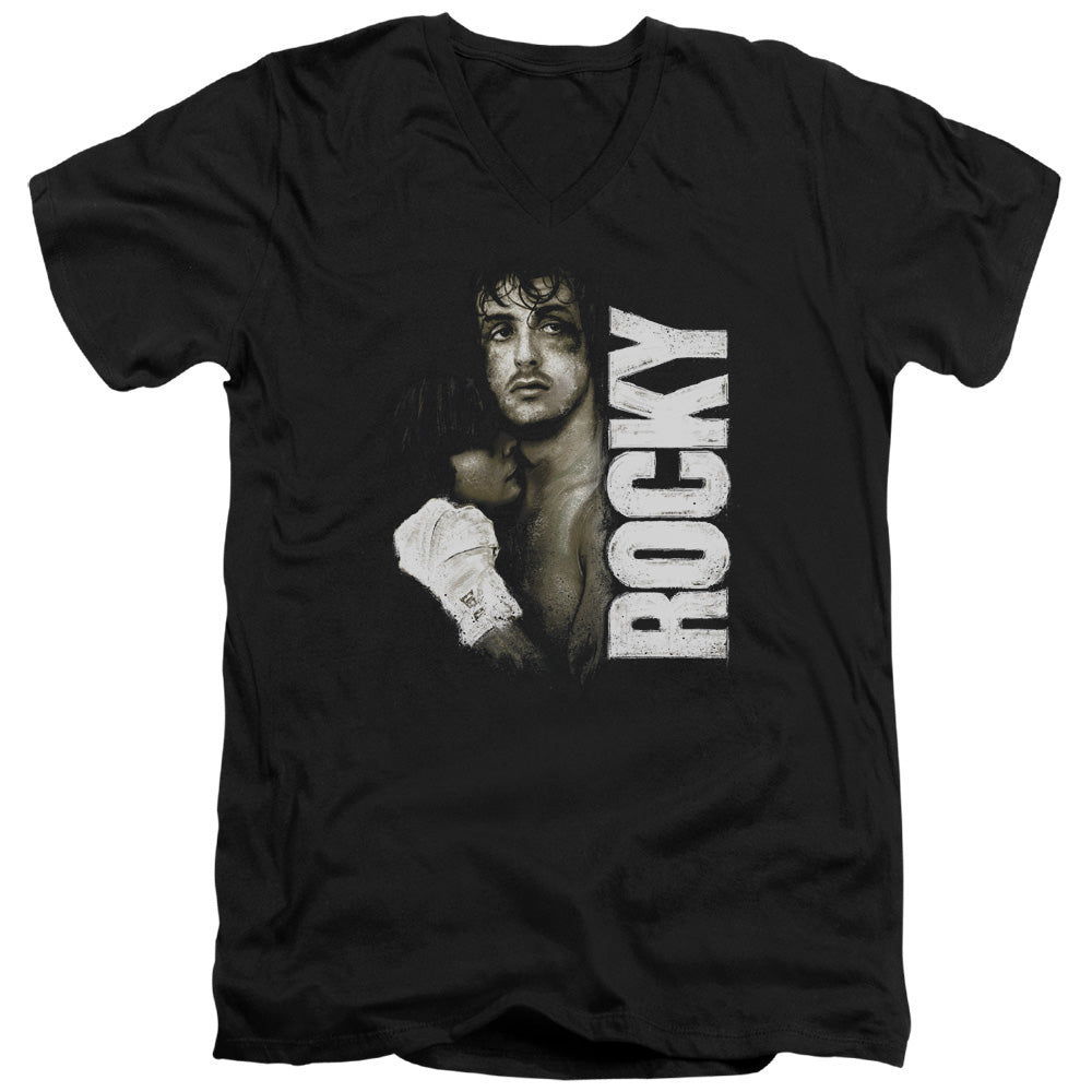 Rocky Painted Rocky Mens Slim Fit V-Neck T Shirt Black Officially Licensed