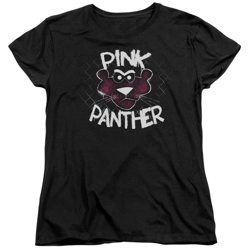 Pink Panther Spray Panther Womens T Shirt Black Officially Licensed