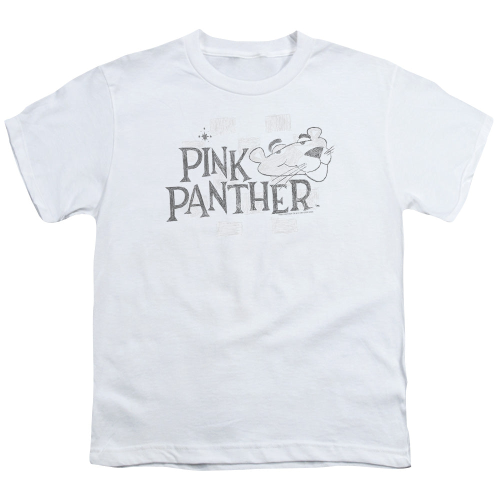 Pink Panther Sketch Logo Kids Youth T Shirt White Officially Licensed
