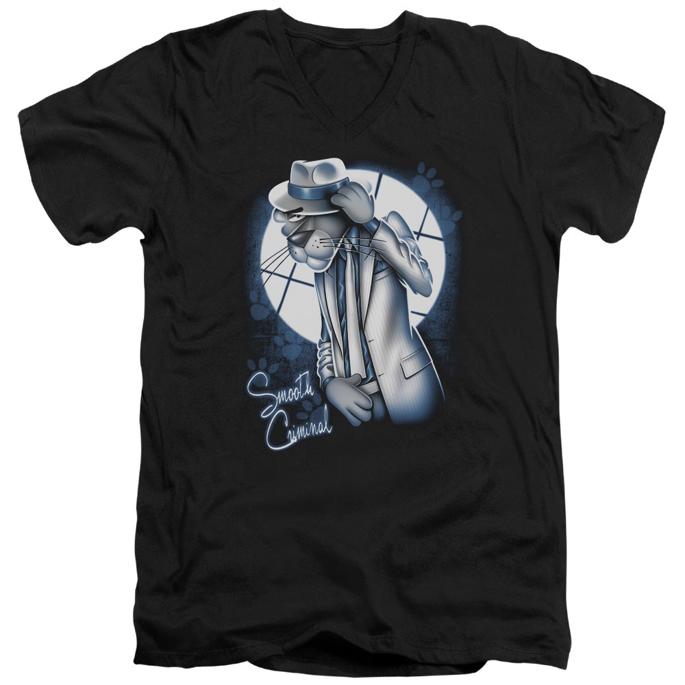 Pink Panther Ooth Criminal Mens Slim Fit V-Neck T Shirt Black Officially Licensed