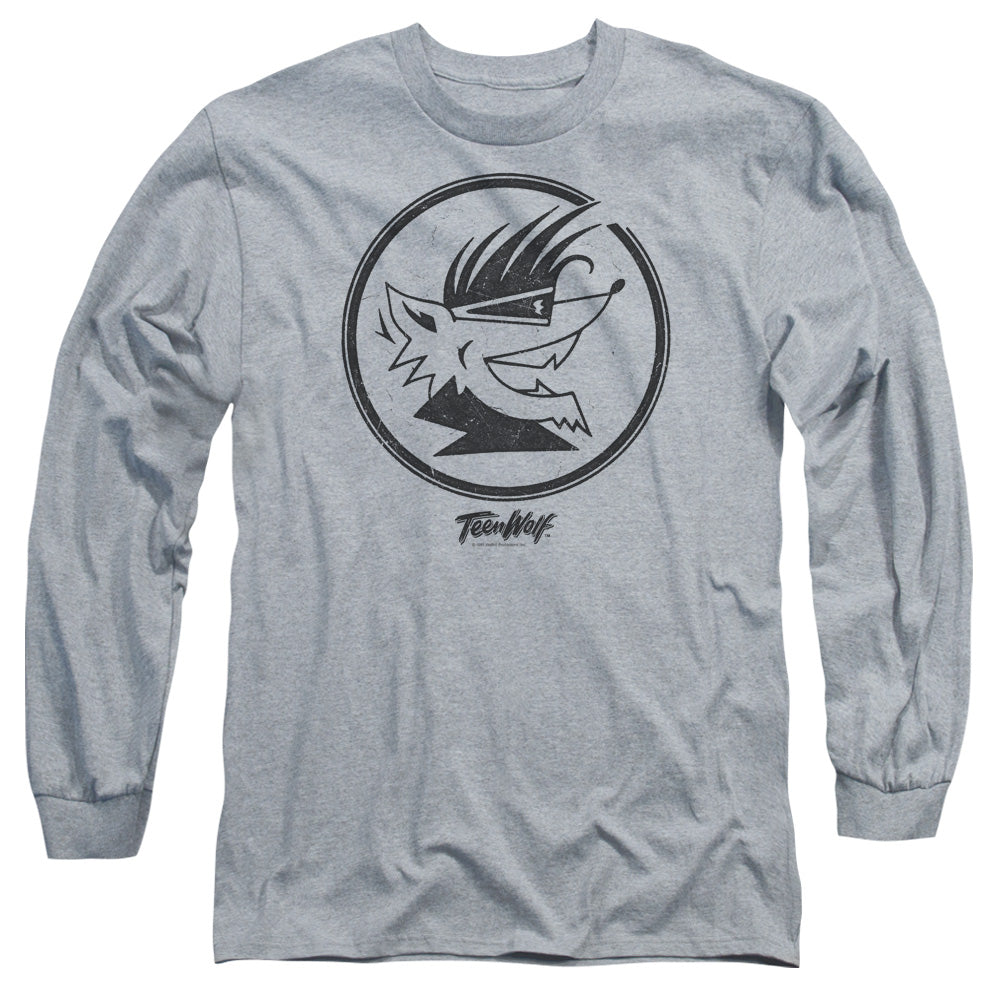 Teen Wolf Wolf Head Mens Long Sleeve Shirt Athletic Heather Officially Licensed