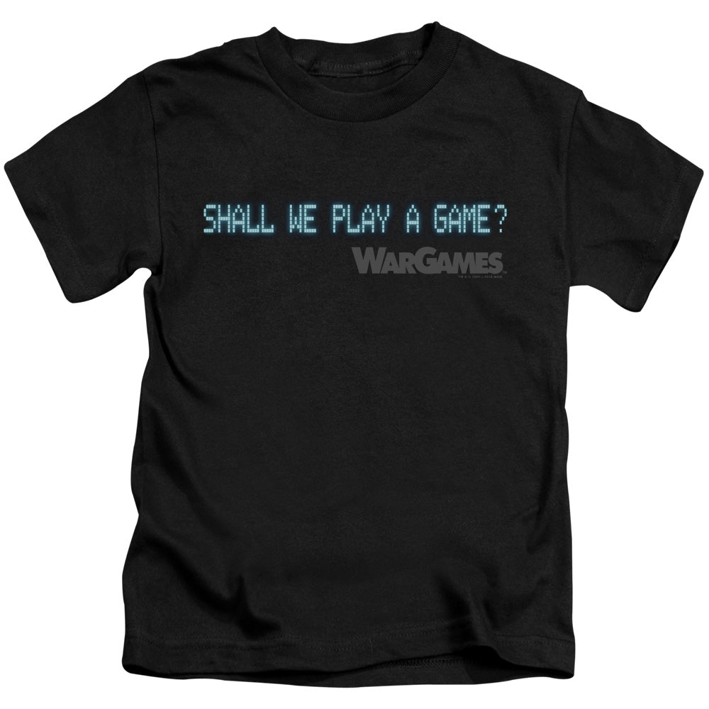 WarGames Shall We Juvenile Kids Youth T Shirt Black Officially Licensed