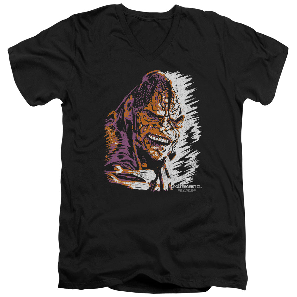 Poltergeist II The Other Side Kane Worm Mens Slim Fit V-Neck T Shirt Black Officially Licensed