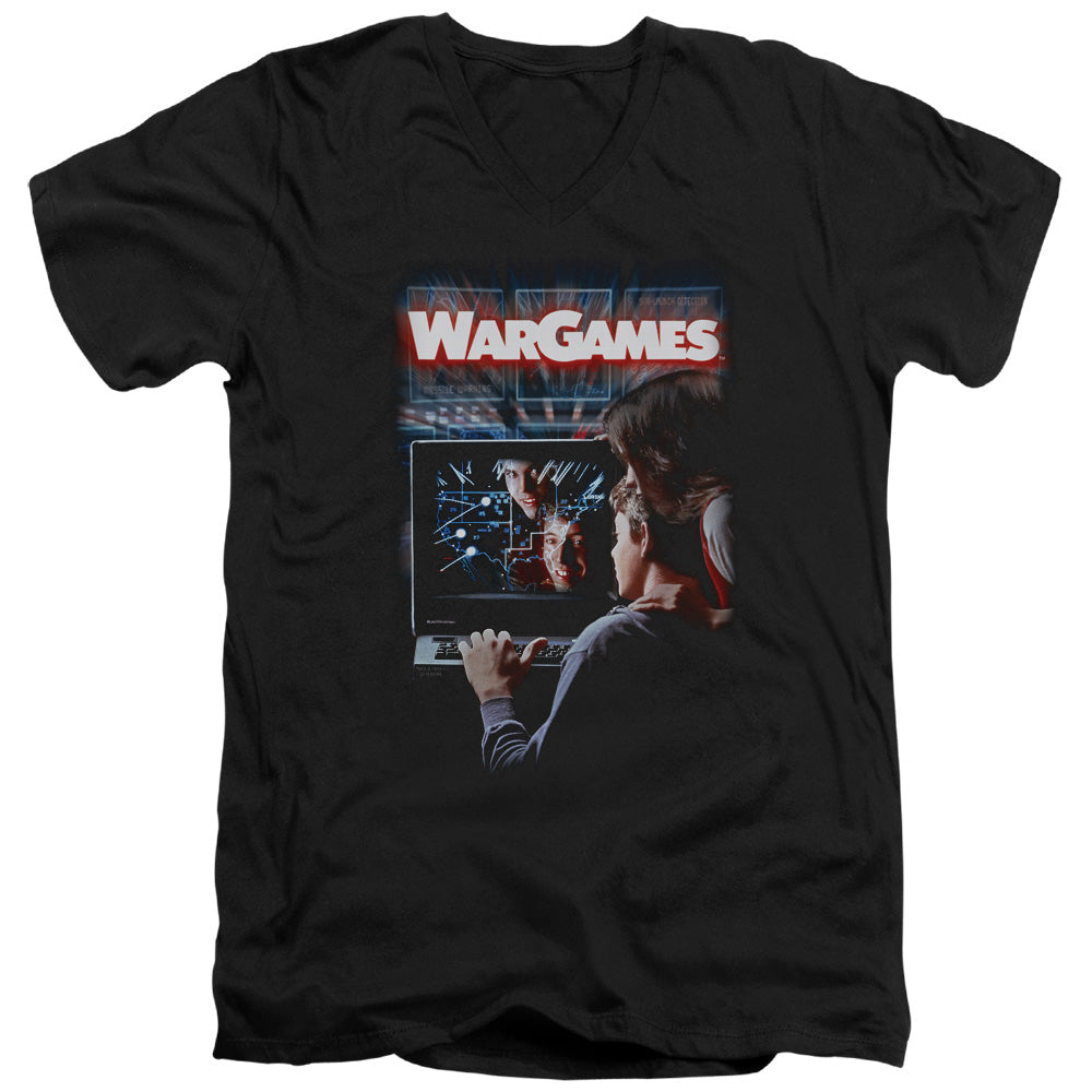 WarGames Poster Mens Slim Fit V Neck T Shirt Black Officially Licensed