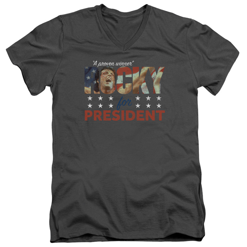 Rocky A Proven Winner Mens Slim Fit V-Neck T Shirt Charcoal Officially Licensed