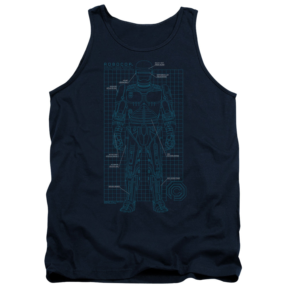 Robocop Schematic Mens Tank Top Shirt Navy Blue Officially Licensed