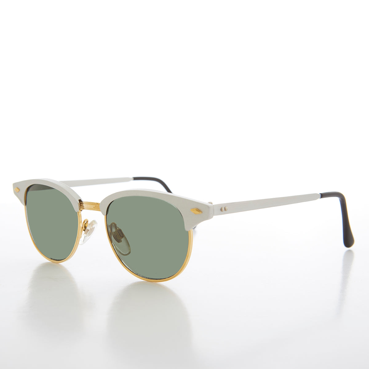 Sleek Silver Half Frame Vintage Sunglass - Minsky
