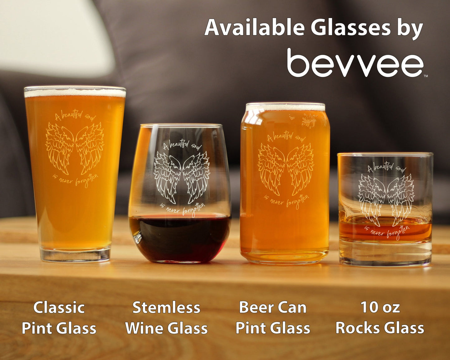 Beautiful Soul is Never Forgotten - Beer Can Pint Glass - Sympathy Memorial Gifts for Bereavement Loss - 16 oz Glasses