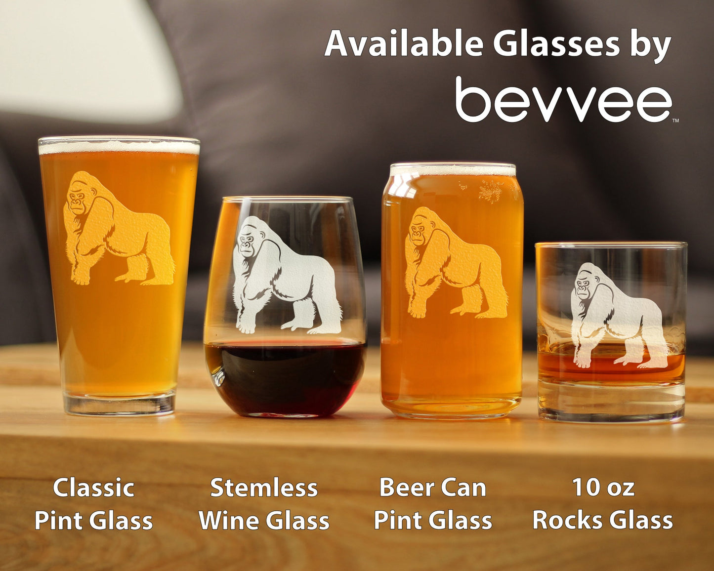 Gorilla Beer Can Pint Glass - Fun Wild Animal Themed Decor and Gifts for Lovers of Apes and Monkeys - 16 Oz Glasses