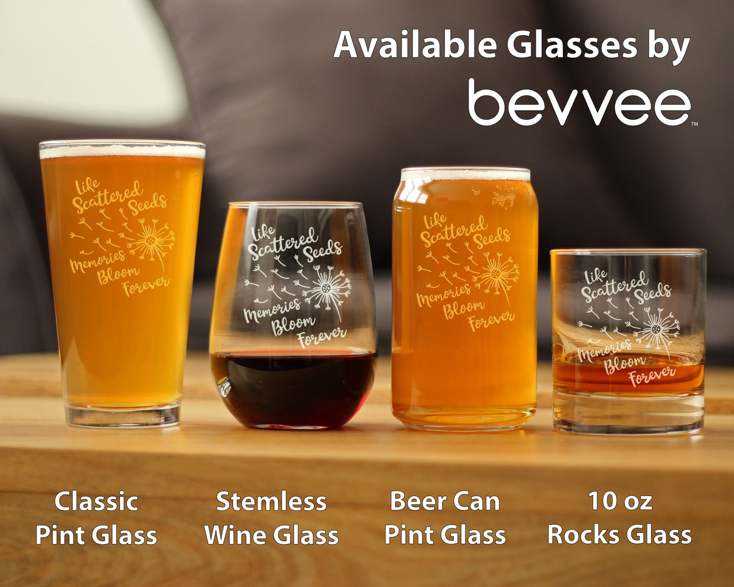Memories Bloom Forever - Dandelion - Whiskey Rocks Glass Gift - Bereavement Memorial Gifts for Loss of Loved One - 10.25 oz Glasses