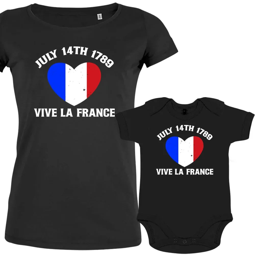 July 14Th Vive La France Mom and Baby Organic Cotton family Set (Set of 2)