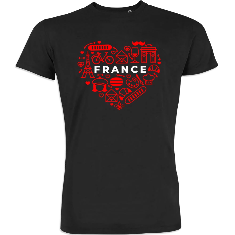 France monuments Heart Men's Organic Cotton Tee